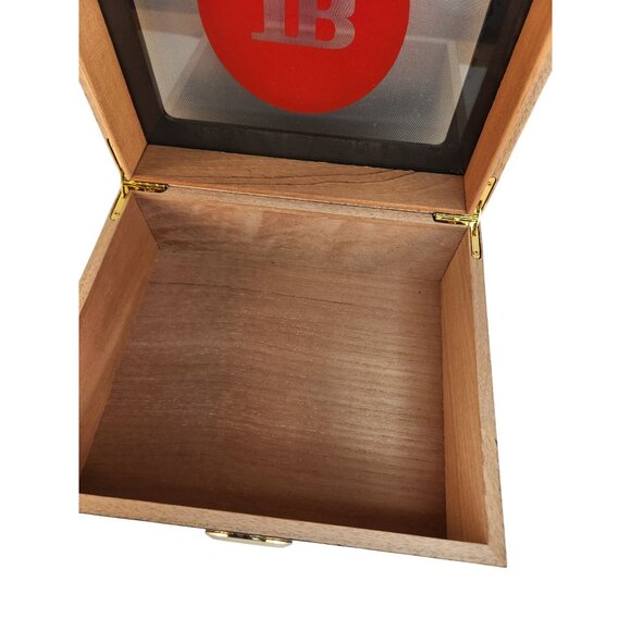 Black Wooden Cigar Humidor With Glass Top & Analog Hygrometer 10x9x4.5 Inches - Picture 10 of 11